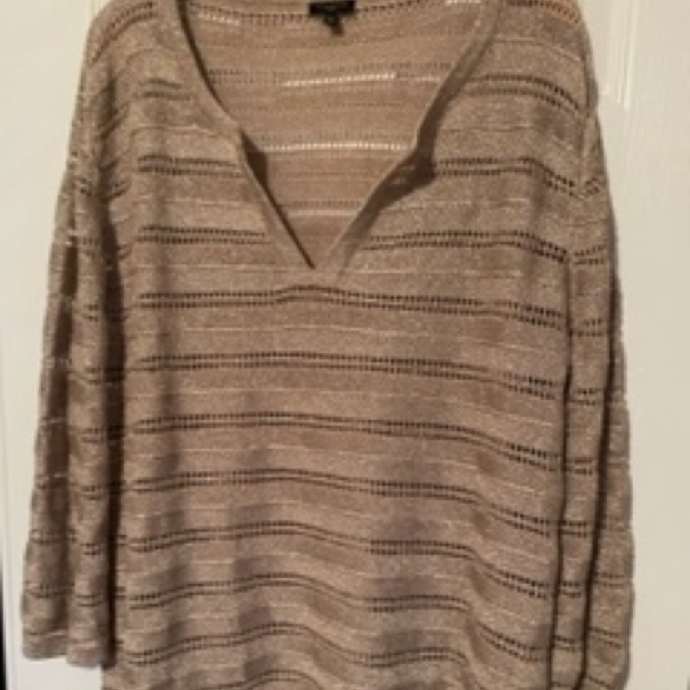 Talbots	plus size 3x	v-neck metallic gold sweater